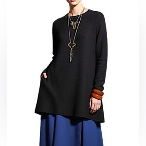 Tristan Black Raglan Sleeve Ribbed Knit a line Sweater dress S